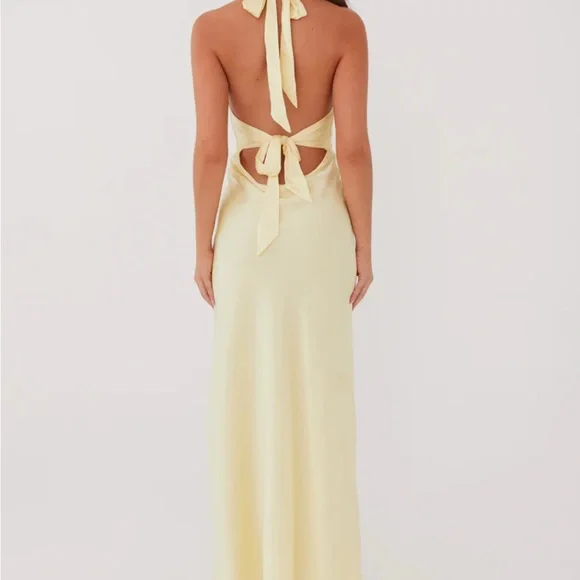 Peppermayo Yellow Halter Backless Gown - Picture 4 of 7